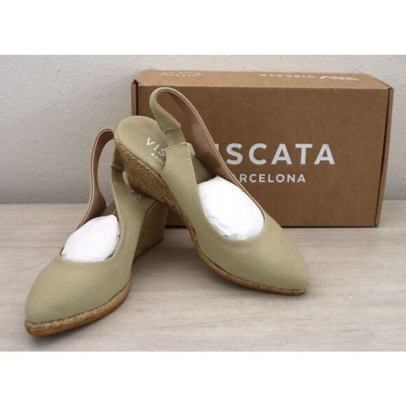 Viscata Barcelona Women's EUR 36 US 5.5-6 Beige Lloret Canvas Wedge Sandals - Picture 1 of 10